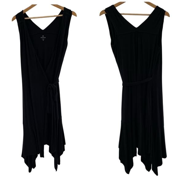 Athleta Activewear Flowy Windward Wrap Dress Black Balletcore Casual Size XS - Picture 4 of 8